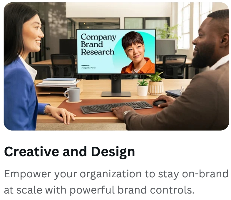 Creative team viewing brand research on a monitor