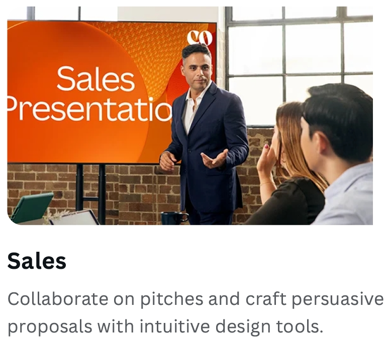 Sales person giving a presentation
